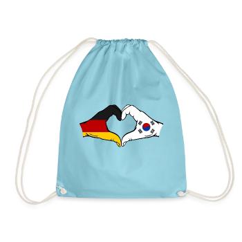 Allemagne Corée du Sud Drapeau Mains Coeur Forme - Sac de sport léger - aqua - Devant