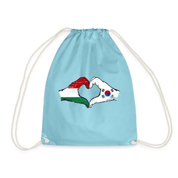 Hongrie Corée du Sud Drapeau Mains Coeur Forme Utilisé - Sac de sport léger - aqua - Devant