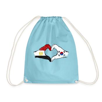 Égypte Corée du Sud Drapeau Mains Coeur Forme Utilisé - Sac de sport léger - aqua - Devant