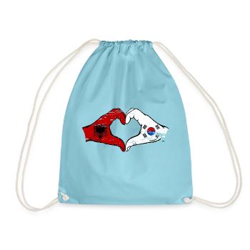 Albanie Corée du Sud Drapeau Mains Coeur Forme Utilisé - Sac de sport léger - aqua - Devant