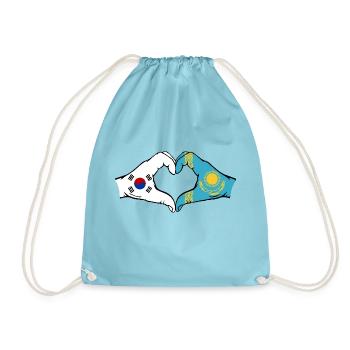 Südkorea Kasachstan Flagge Hände Herzform - Turnbeutel - Aqua - Vorne