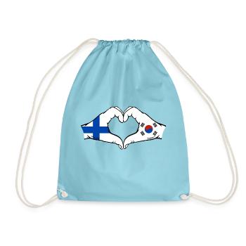 Finlande Corée du Sud Drapeau Mains Coeur Forme - Sac de sport léger - aqua - Devant