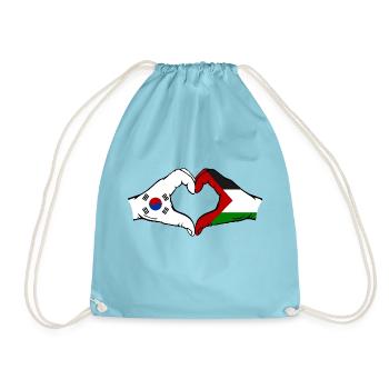 Corée du Sud Palestine Drapeau Mains Coeur Forme - Sac de sport léger - aqua - Devant