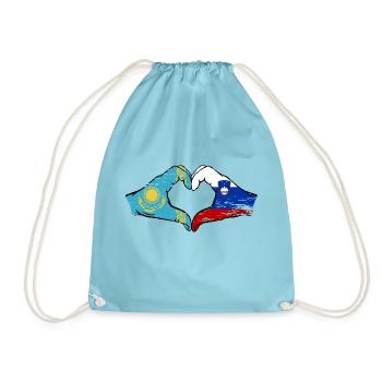Kasachstan Slowenien Flagge Hände Herzform used - Turnbeutel - Aqua - Vorne