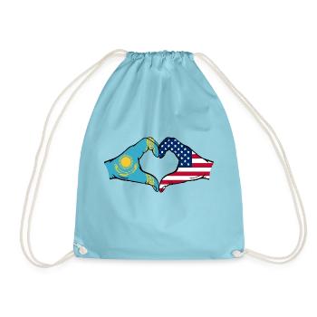 Kazakhstan États-Unis Drapeau Mains Coeur Forme - Sac de sport léger - aqua - Devant