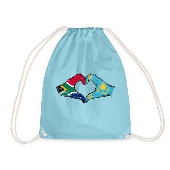 Afrique du Sud Kazakhstan drapeau mains forme de coeur utilisé - Sac de sport léger - aqua - Devant