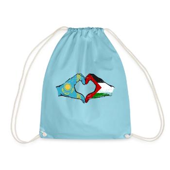 Kasachstan Palästina Flagge Hände Herzform used - Turnbeutel - Aqua - Vorne