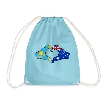 Kazakhstan Australie drapeau mains forme de coeur utilisé - Sac de sport léger - aqua - Devant