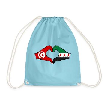 Tunesien Syrien Flagge Hände Herzform - Turnbeutel - Aqua - Vorne