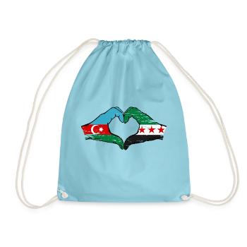 Aserbaidschan Syrien Flagge Hände Herzform used - Turnbeutel - Aqua - Vorne