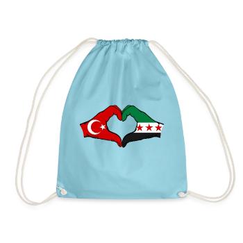 Turquie Syrie Drapeau Mains Coeur Forme - Sac de sport léger - aqua - Devant
