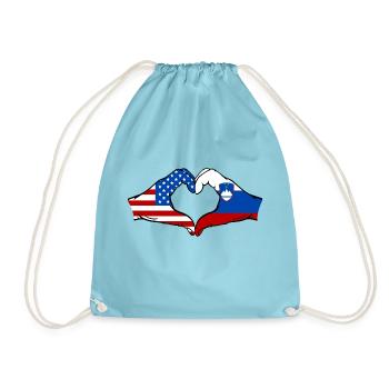 USA Slowenien Flagge Haende Herzform - Turnbeutel - Aqua - Vorne