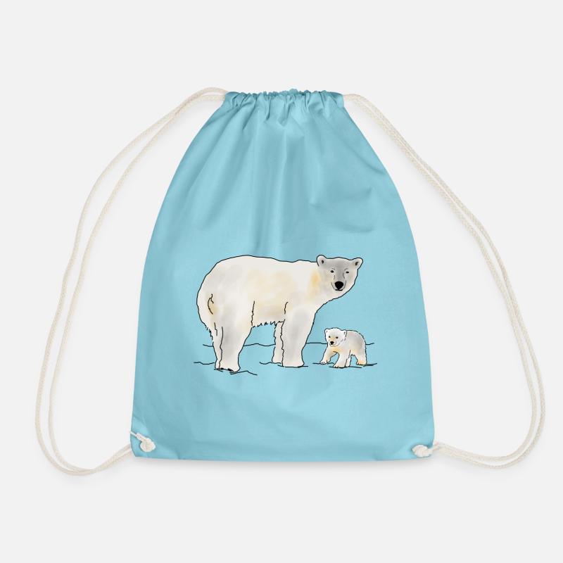 Eisbär mit Jungtier - Turnbeutel - Aqua