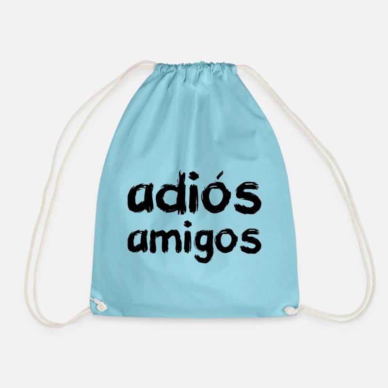 adiós amigos, black - Drawstring Bag - aqua