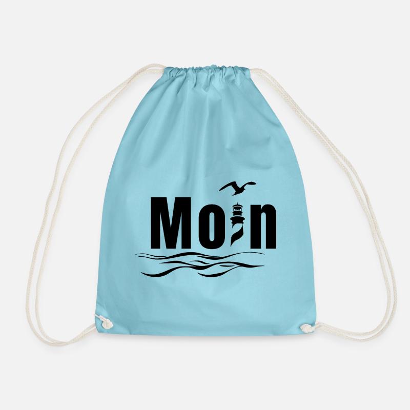 Moin Motiv mit Möwe - Maritimes Nordseedesign - Turnbeutel - Aqua