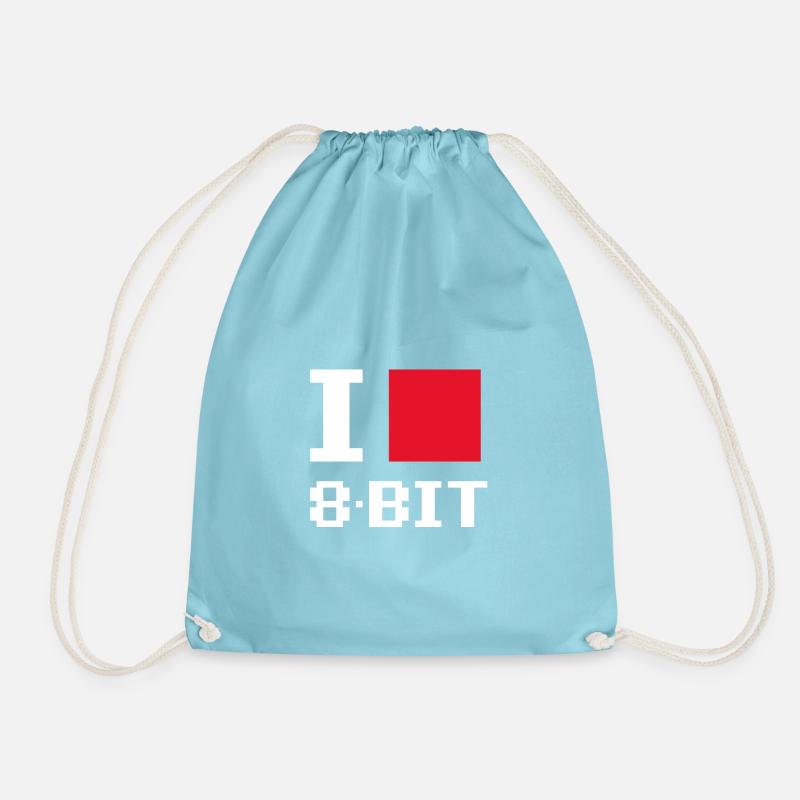I love 8-bit - Turnbeutel - Aqua