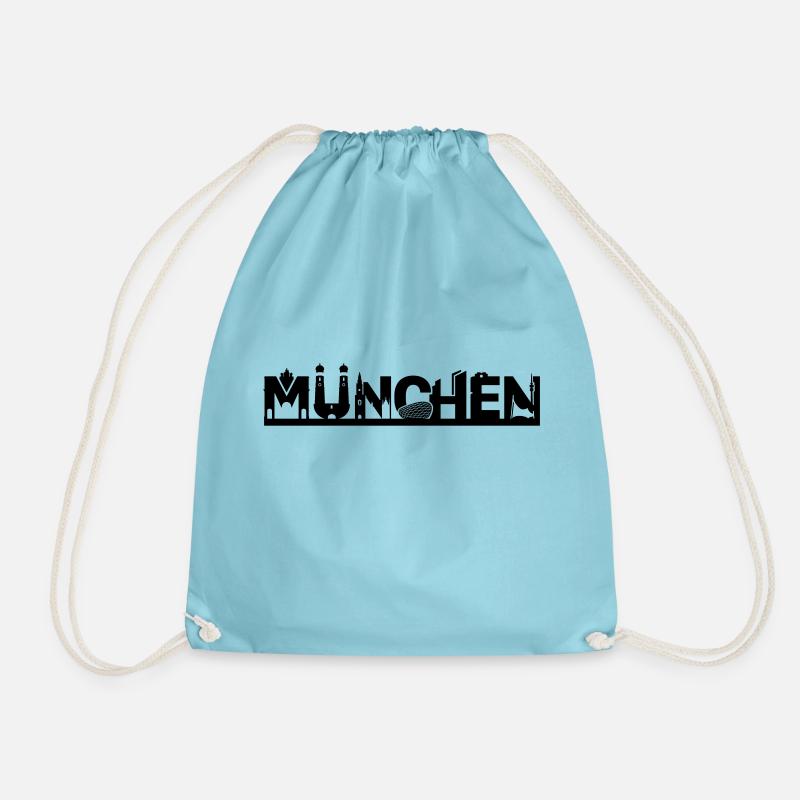 Munich skyline with sights - Drawstring Bag - aqua