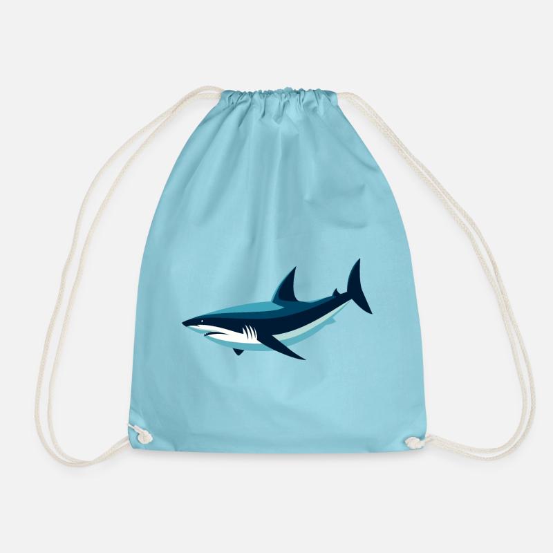 Stylized Shark - Drawstring Bag - aqua