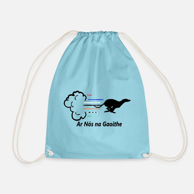 Greyhound - Ar Nós Na Gaoithe - Drawstring Bag - aqua