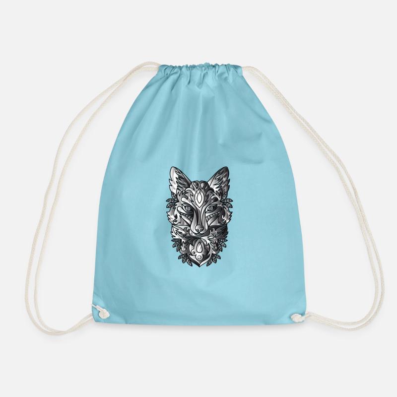 Fuchs Mit Schwarz Weiss Schattiernung - Drawstring Bag - aqua