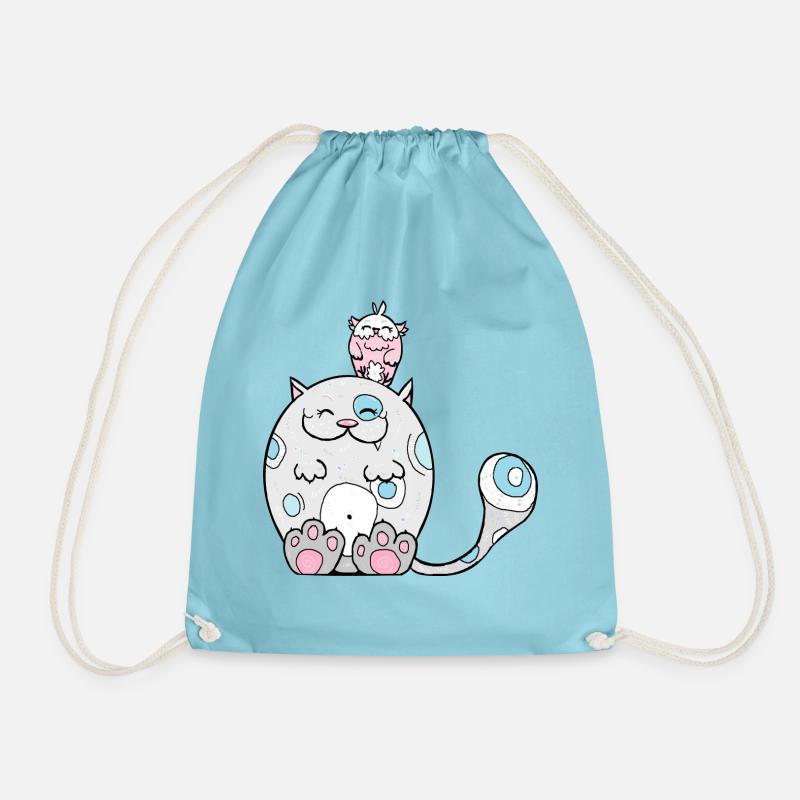 Best Friends, Katze, Eule, Geschenk - Turnbeutel - Aqua