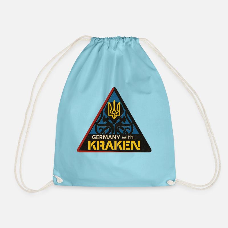 Germany with Kraken UA - Drawstring Bag - aqua