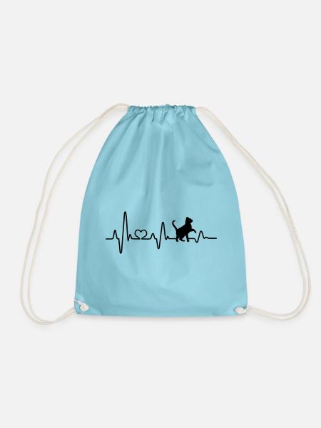 Katze Liebe Katzen Herzschlag Katzenfreund EKG - Turnbeutel - Aqua