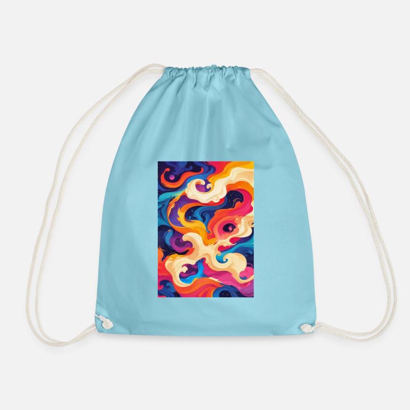 Abstract Chromatic Swirl - Drawstring Bag - aqua