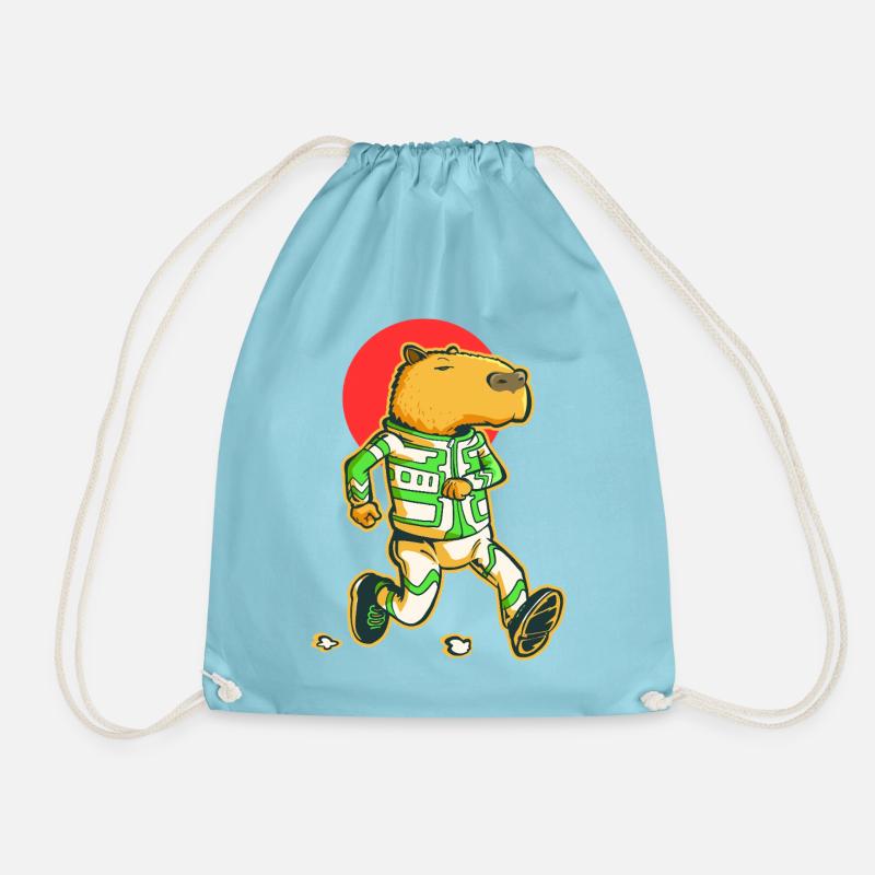 Capybara runner - Drawstring Bag - aqua