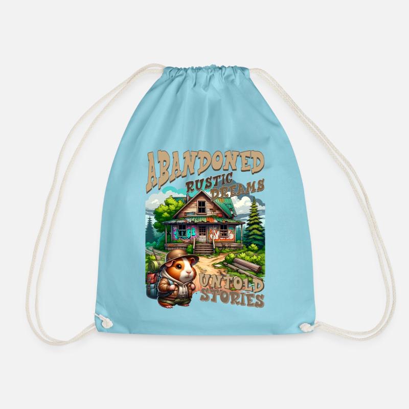 Untold Stories: Rustic Cabin - Drawstring Bag - aqua