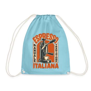 Espresso Manuale – Echte italienische Kaffeekunst - Turnbeutel - Aqua - Vorne
