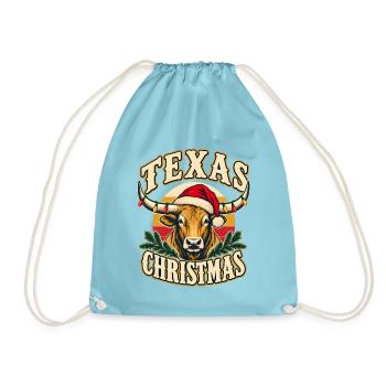 Texas Christmas Longhorn Santa - Turnbeutel - Aqua - Vorne