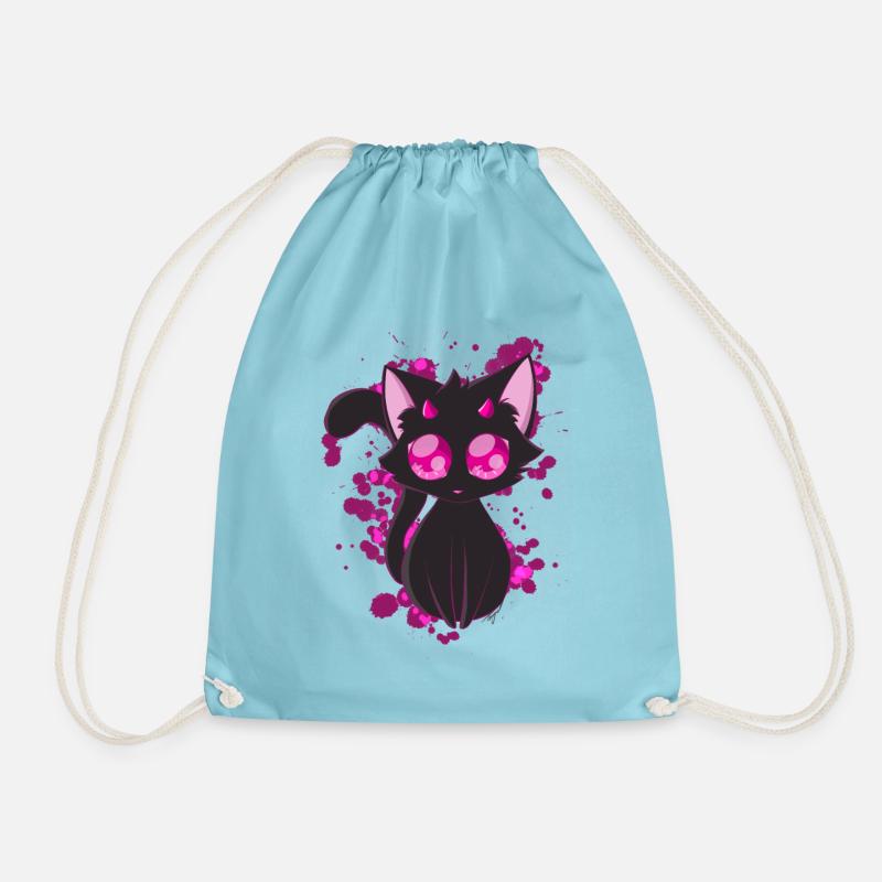 Black Devil Kitty in Pink - Turnbeutel - Aqua