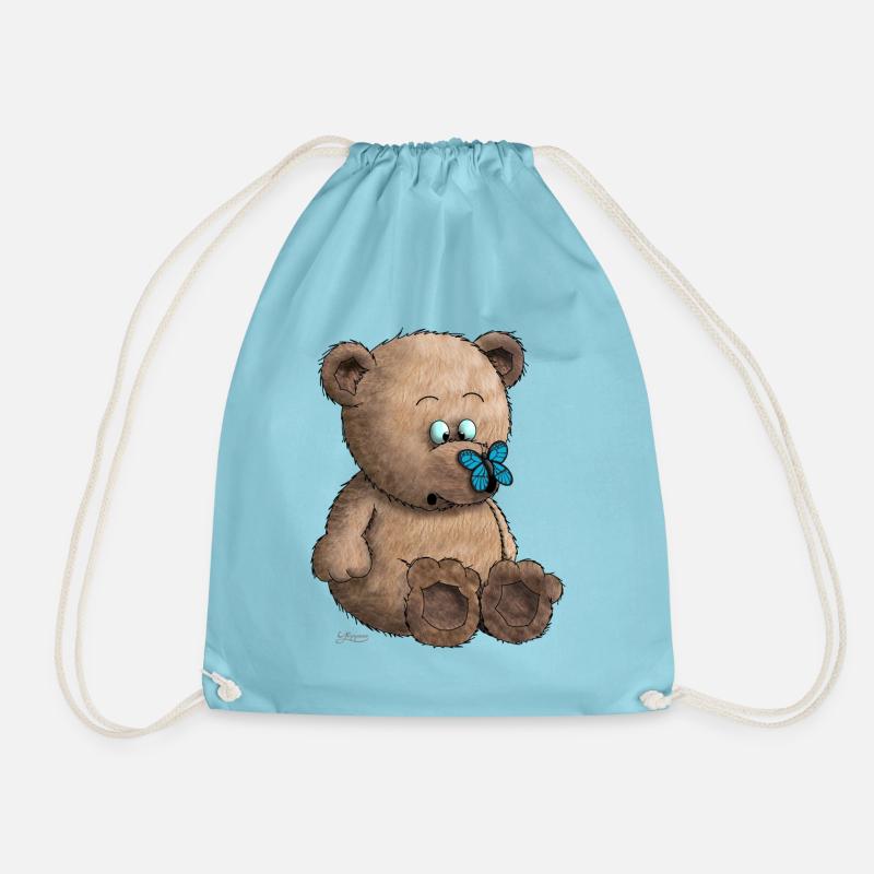 teddy bear - Drawstring Bag - aqua