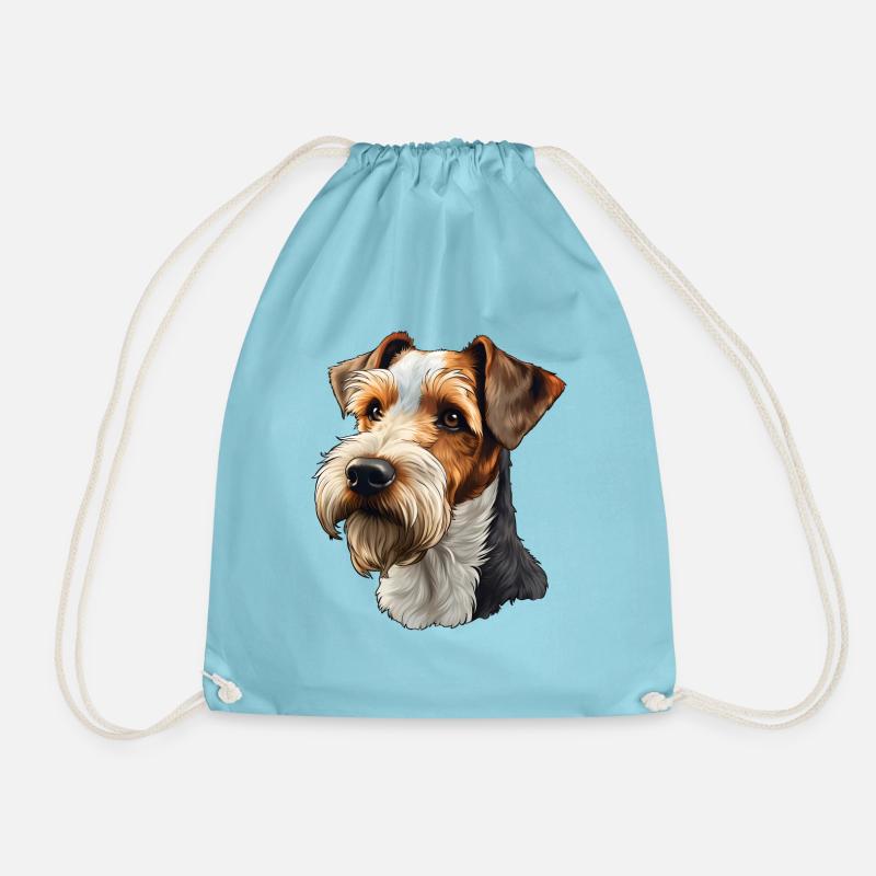 Wire Hair Fox Terrier - Drawstring Bag - aqua