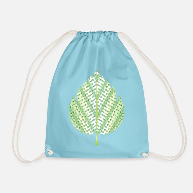Leaf Heritage - Traditional Romanian folk art - Drawstring Bag - aqua