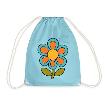 70s flower pattern retro flowerpower - Drawstring Bag - aqua - Front