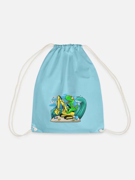 Dino at the beach - Turnbeutel - Aqua