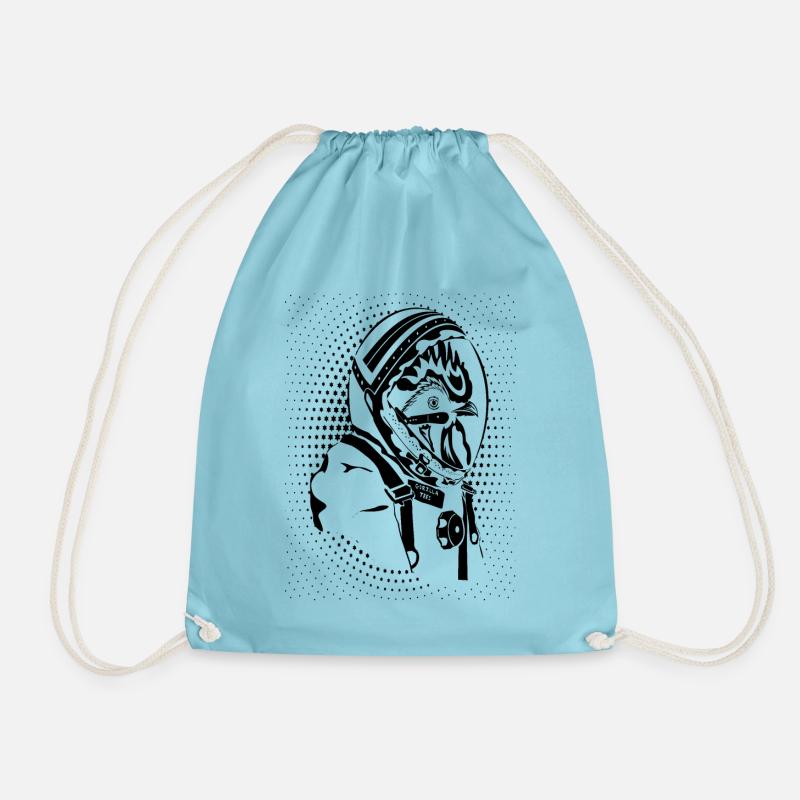 Spaceman Chicken - Drawstring Bag - aqua