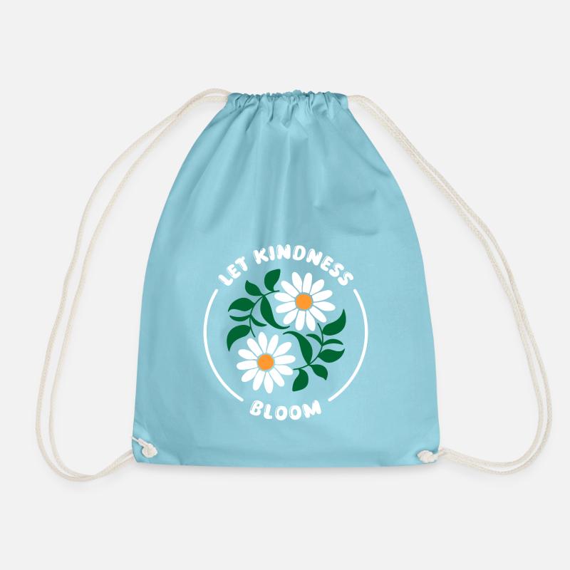 Flowers and kindness - Drawstring Bag - aqua