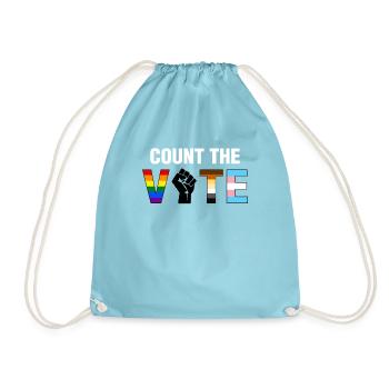 Count The Vote LGBTQ - Drawstring Bag - aqua - Front