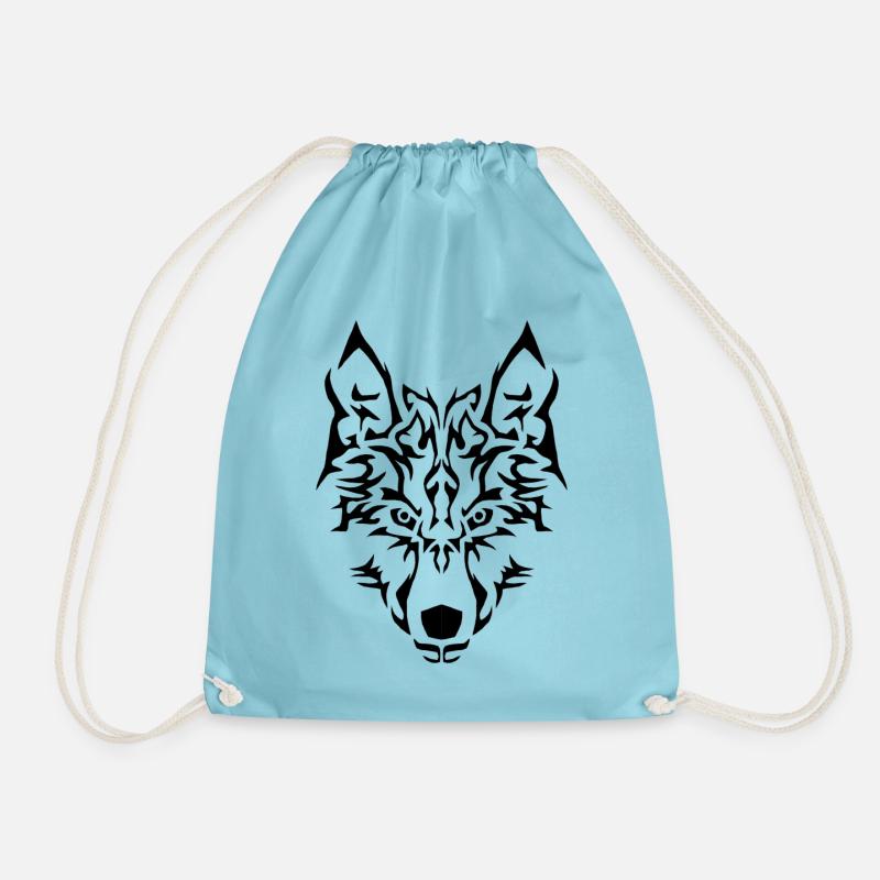 Wolfs Tribal - Drawstring Bag - aqua