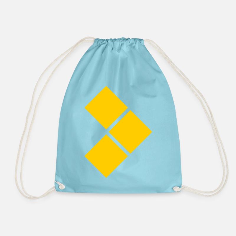 Geometric Yellow Diamond Grid - Drawstring Bag - aqua