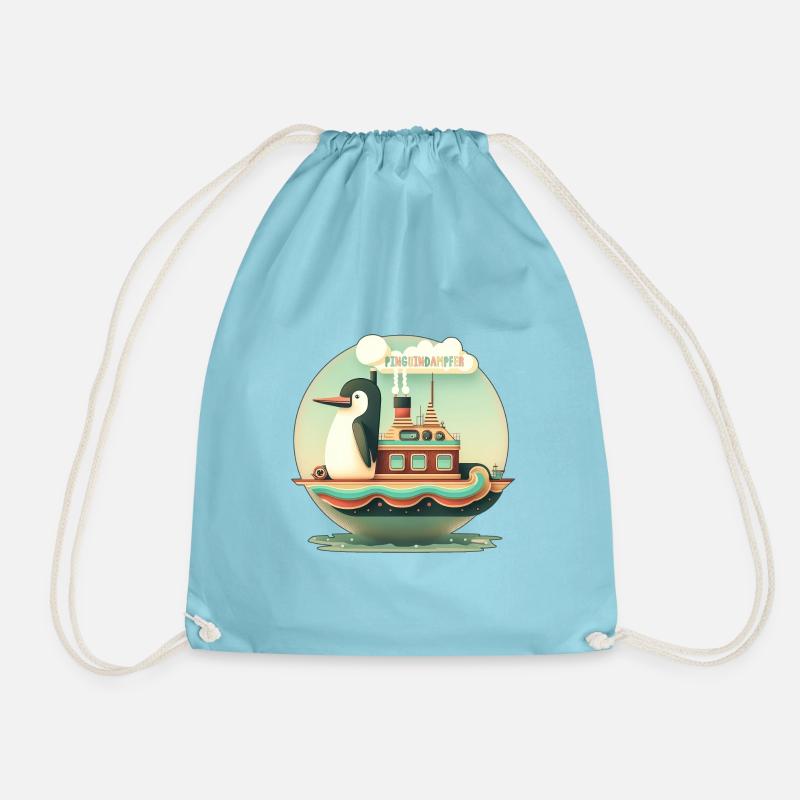 Penguin Steamer 2 - Drawstring Bag - aqua