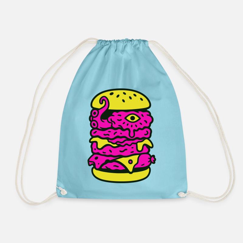 Monsterburger im Pop-Art Stil - Turnbeutel - Aqua