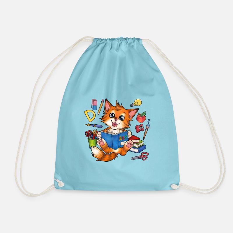 Niedliche Katze Katzenkind mit Zuckertüte Schule - Turnbeutel - Aqua
