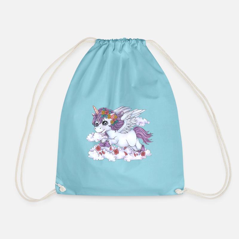 Niedliches Einhorn mit Blumen Geschenk Mädchen - Turnbeutel - Aqua