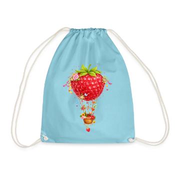 Fantasie Himbeer-Heißluftballon   - Turnbeutel - Aqua - Vorne