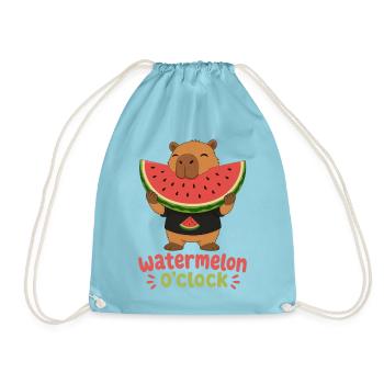 Watermelon O'Clock Cabybara - Drawstring Bag - aqua - Front