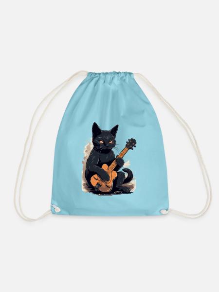 Musiker Schwarze Katze Gitarrist Bombay Katzen - Turnbeutel - Aqua